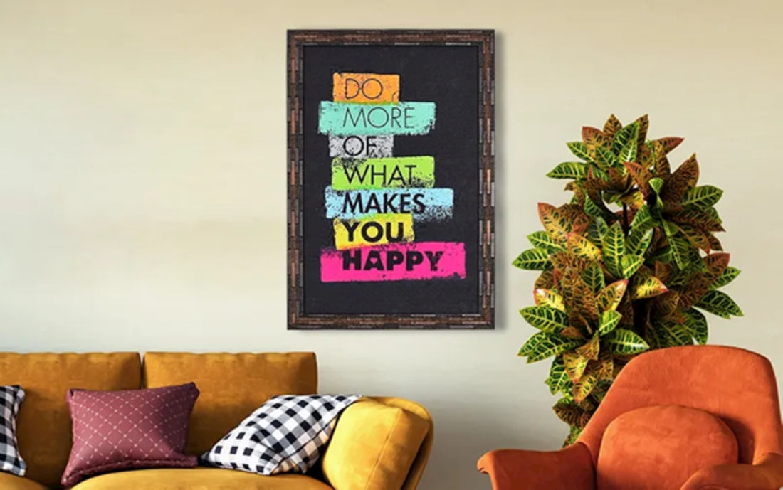 Motivational poster on a wall with furniture.