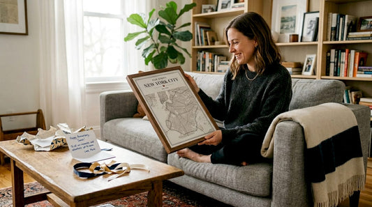 Woman unwrapping personalized custom art gift