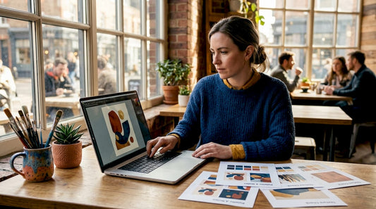 Woman previewing personalized print at home
