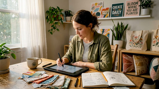 Entrepreneur designing print-on-demand products