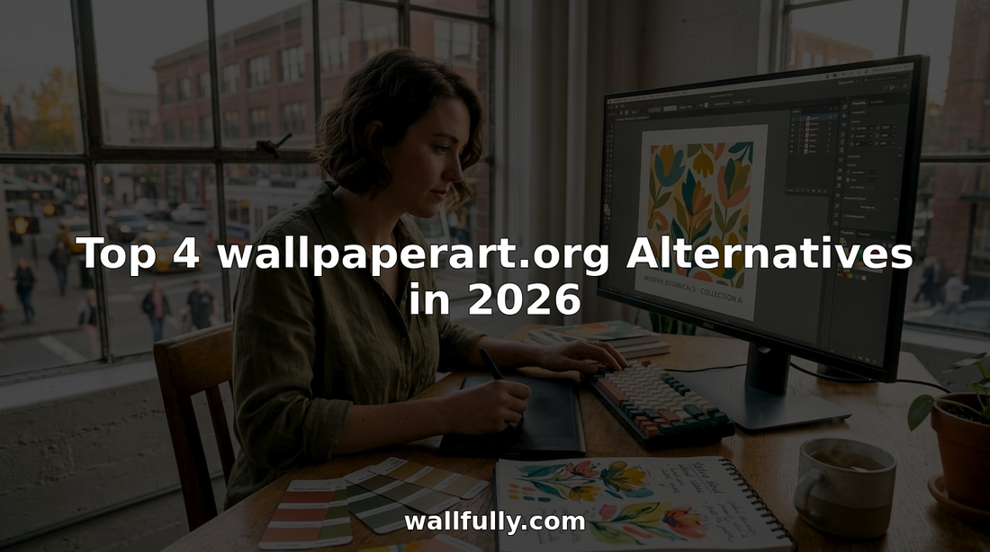 Designer creating personalized wall art on computer
