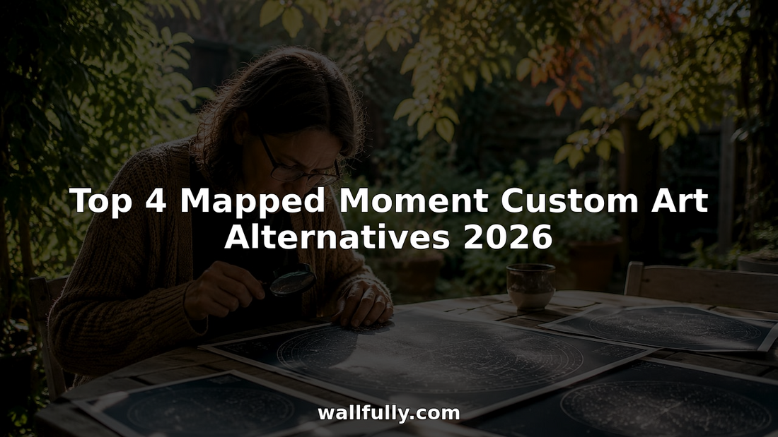 Woman examining custom star map art prints