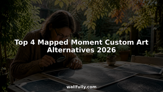 Woman examining custom star map art prints