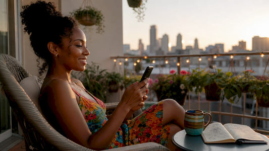 Woman using personalized shopping app on smartphone