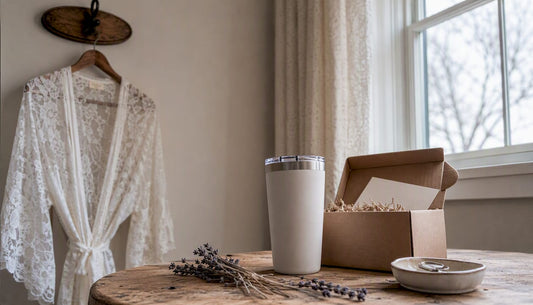 Silk robe, personalized tumbler, and spa voucher