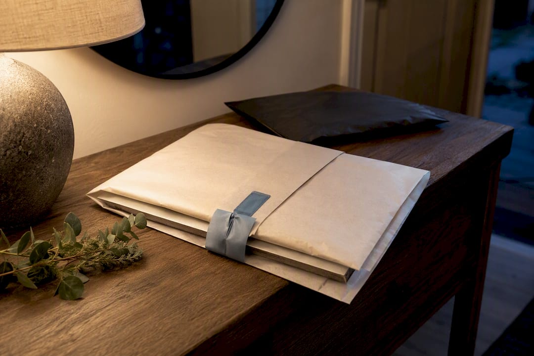 Sealed personalized gift parcel awaiting delivery