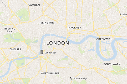 Illustration of London Street Map with labels 