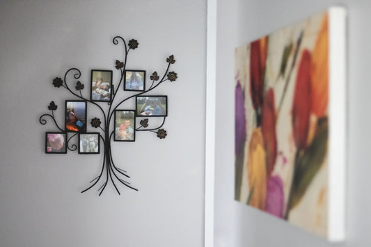 a family tree wall hanging on a wall