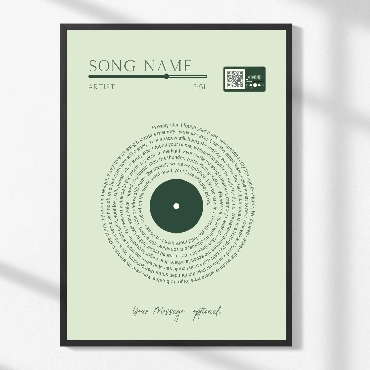 Minimalist Song Lyric Print with QR Code