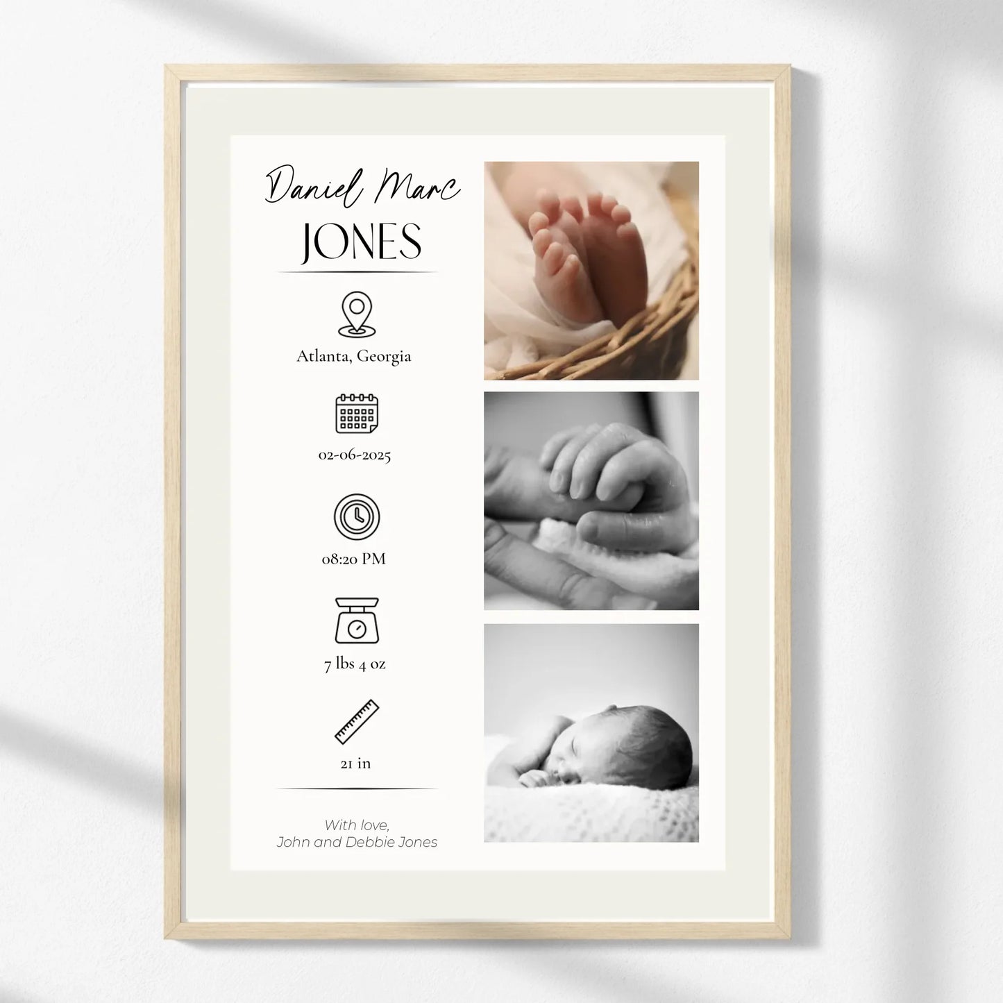Personalized Baby Stats Print – Newborn Gift with Photo & Birth Details
