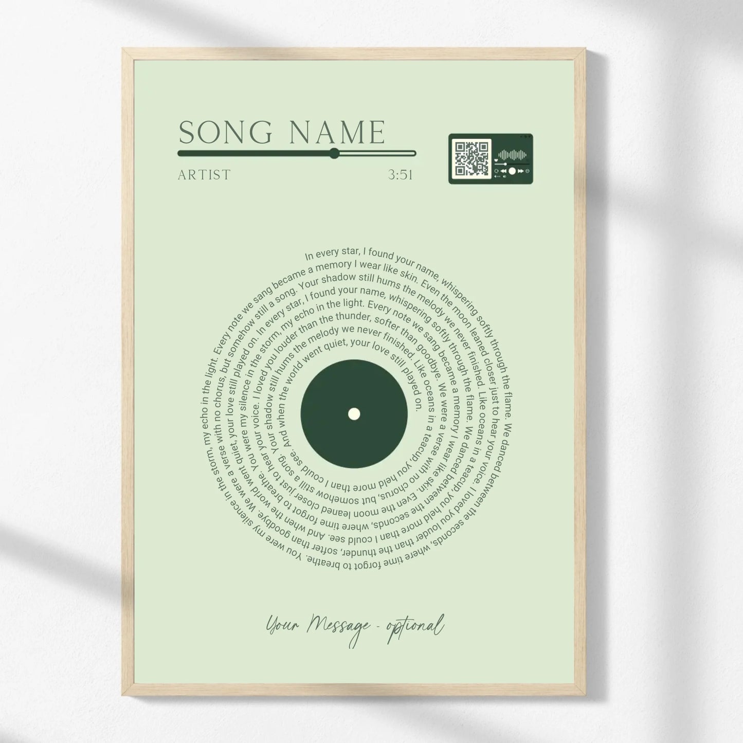 Minimalist Song Lyric Print with QR Code