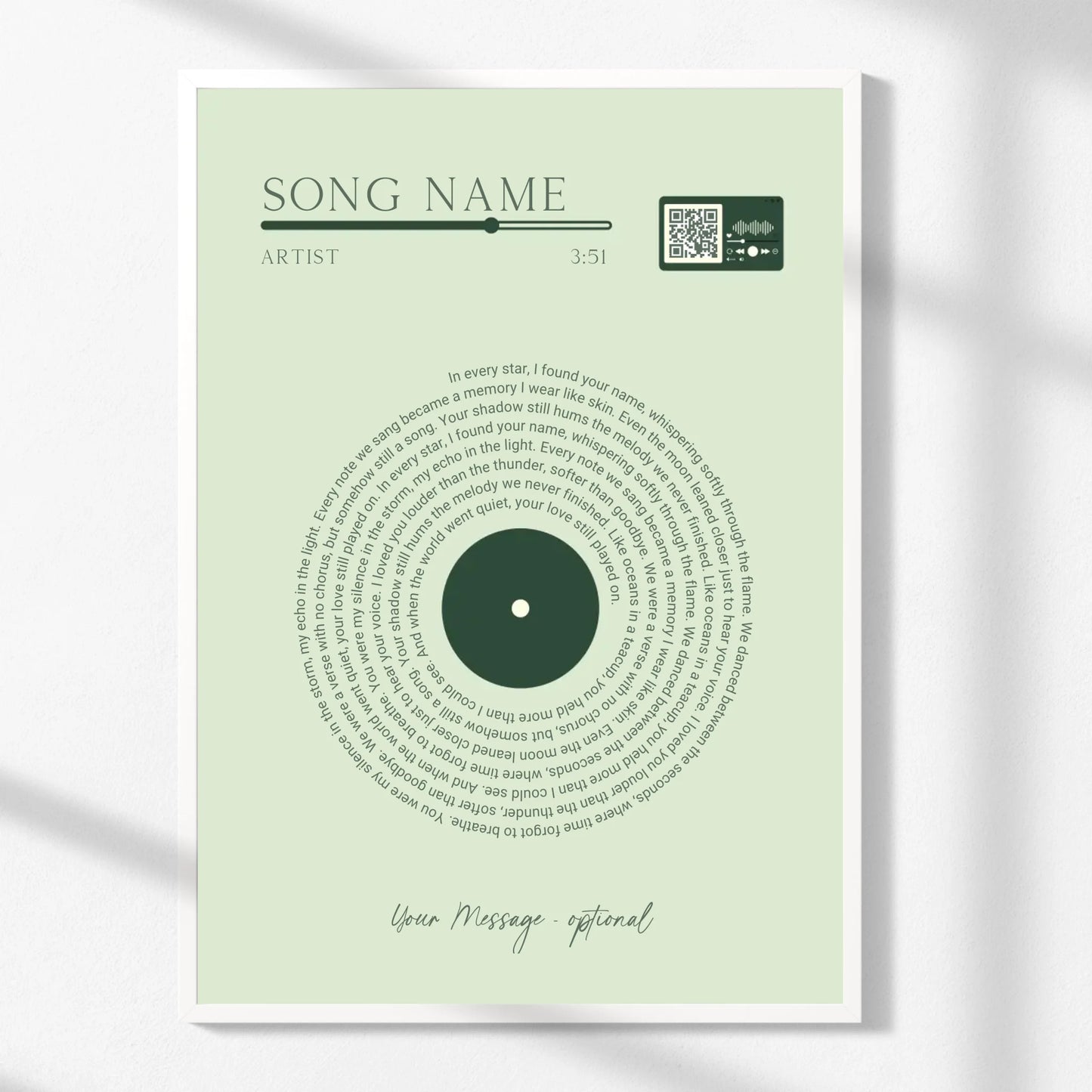 Minimalist Song Lyric Print with QR Code