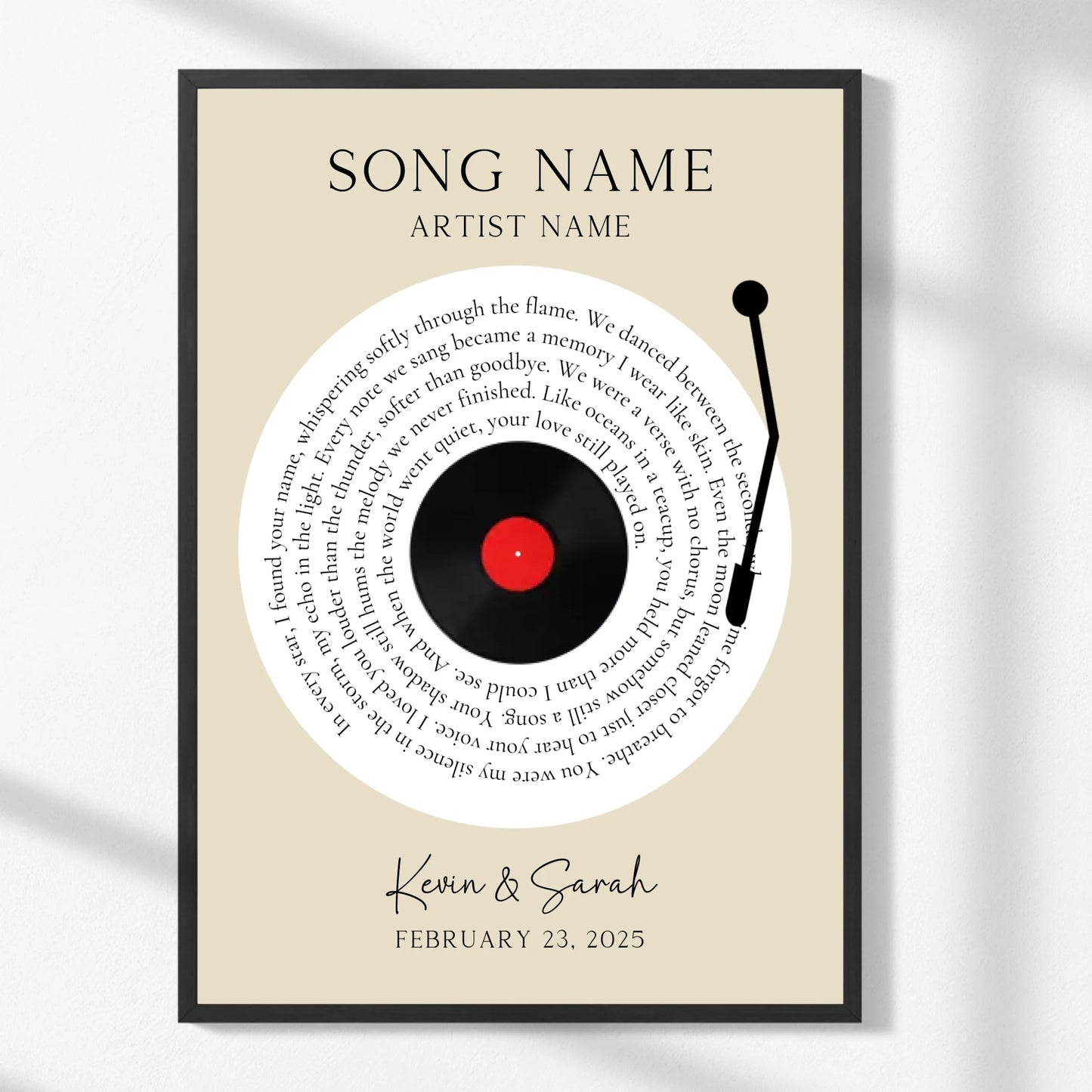 Personalized Vinyl Song Lyrics Print