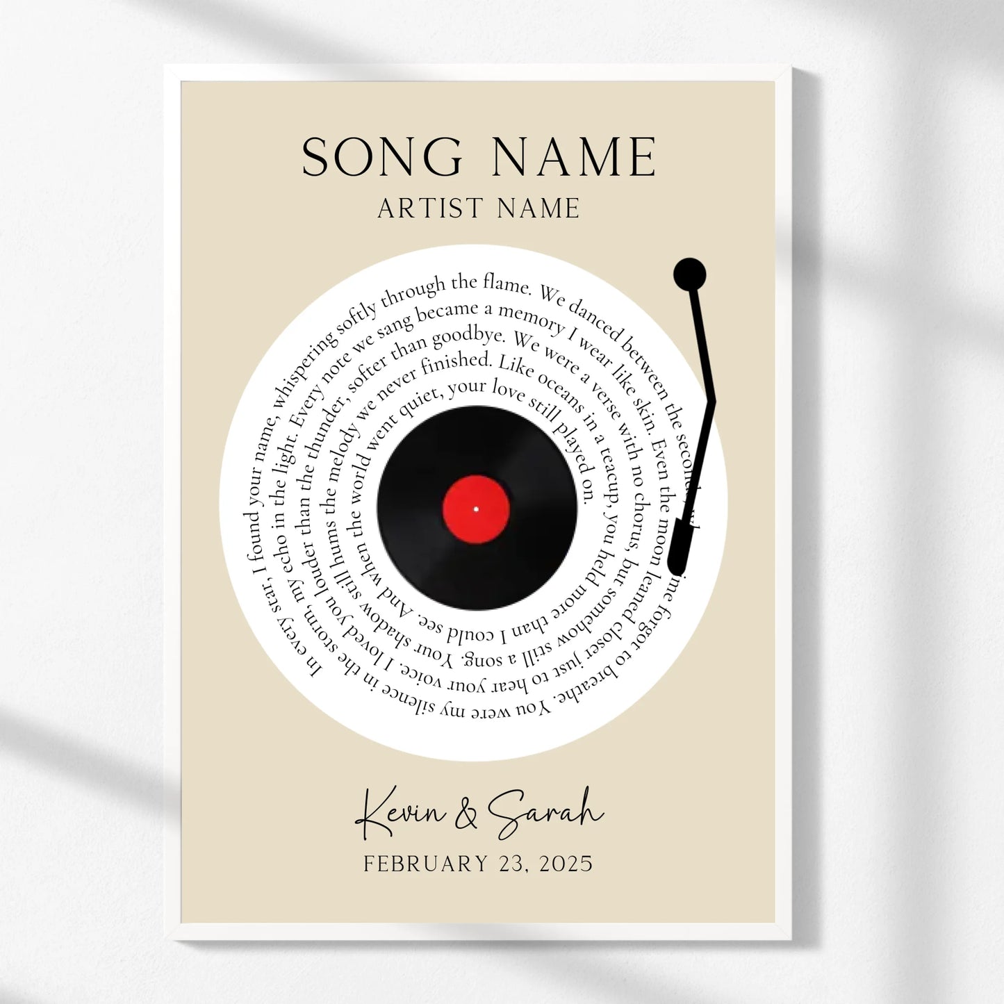 Personalized Vinyl Song Lyrics Print