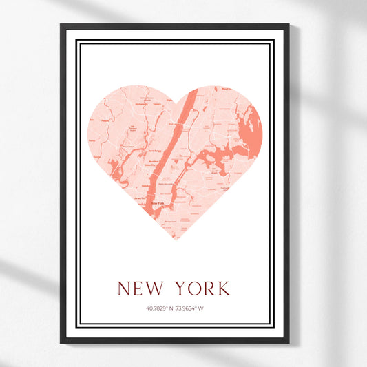 Personalized Heart Map Print - Any Location