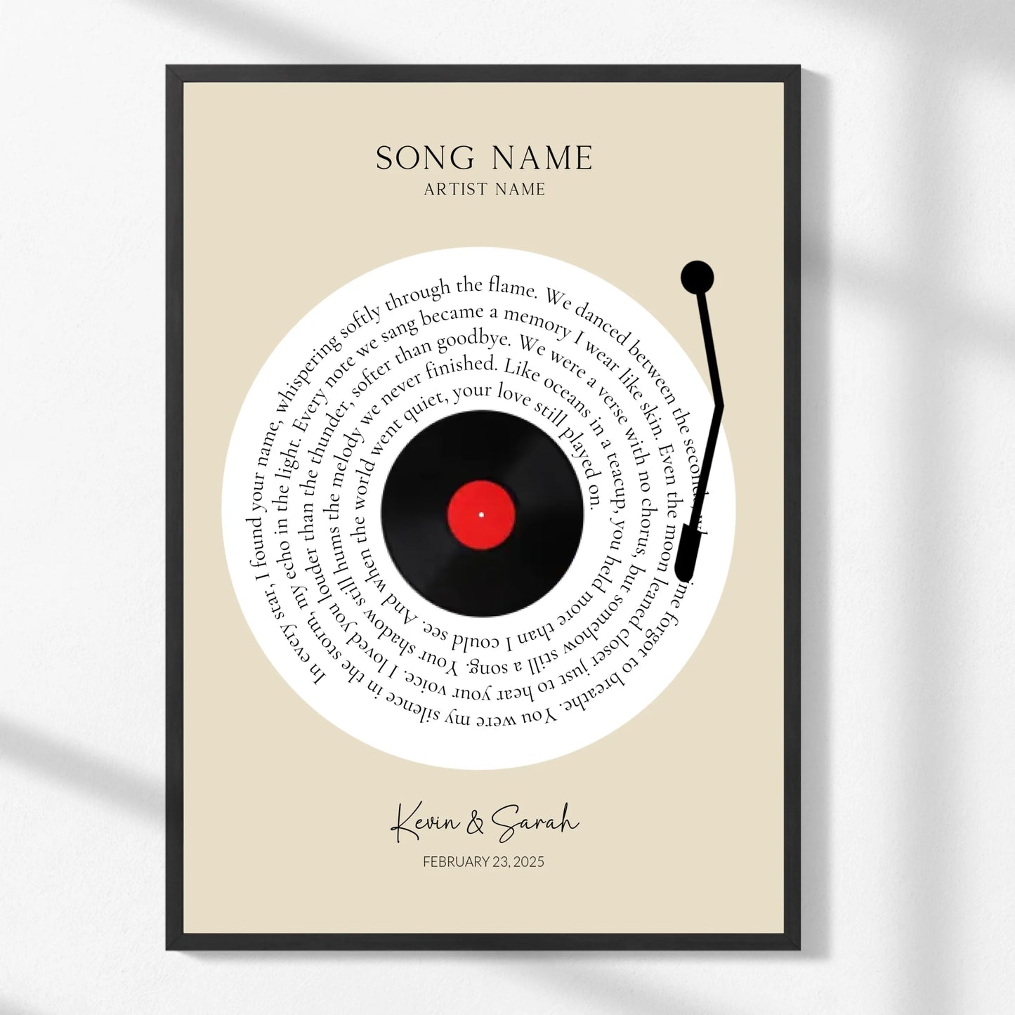 Personalized Vinyl Song Lyrics Print