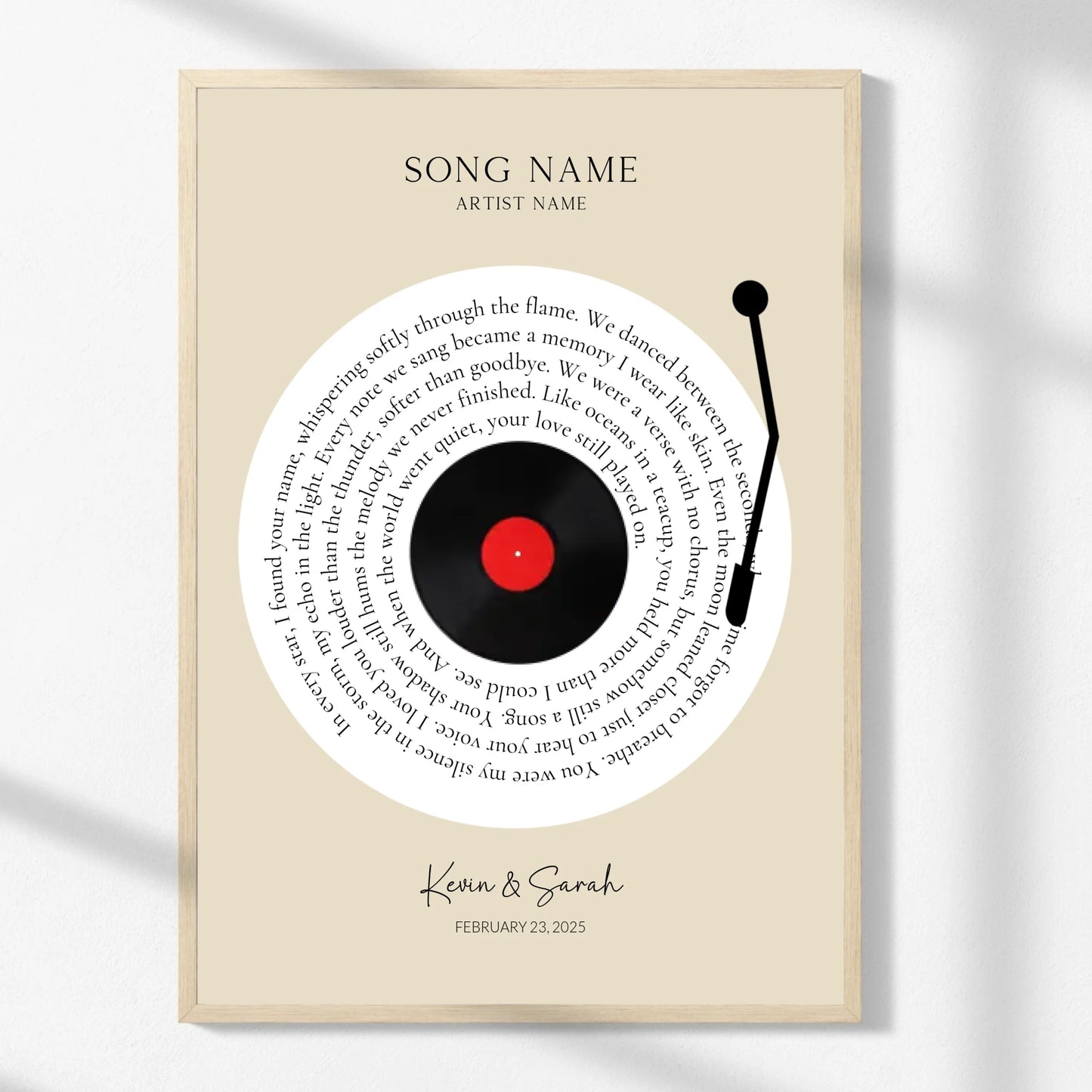 Personalized Vinyl Song Lyrics Print