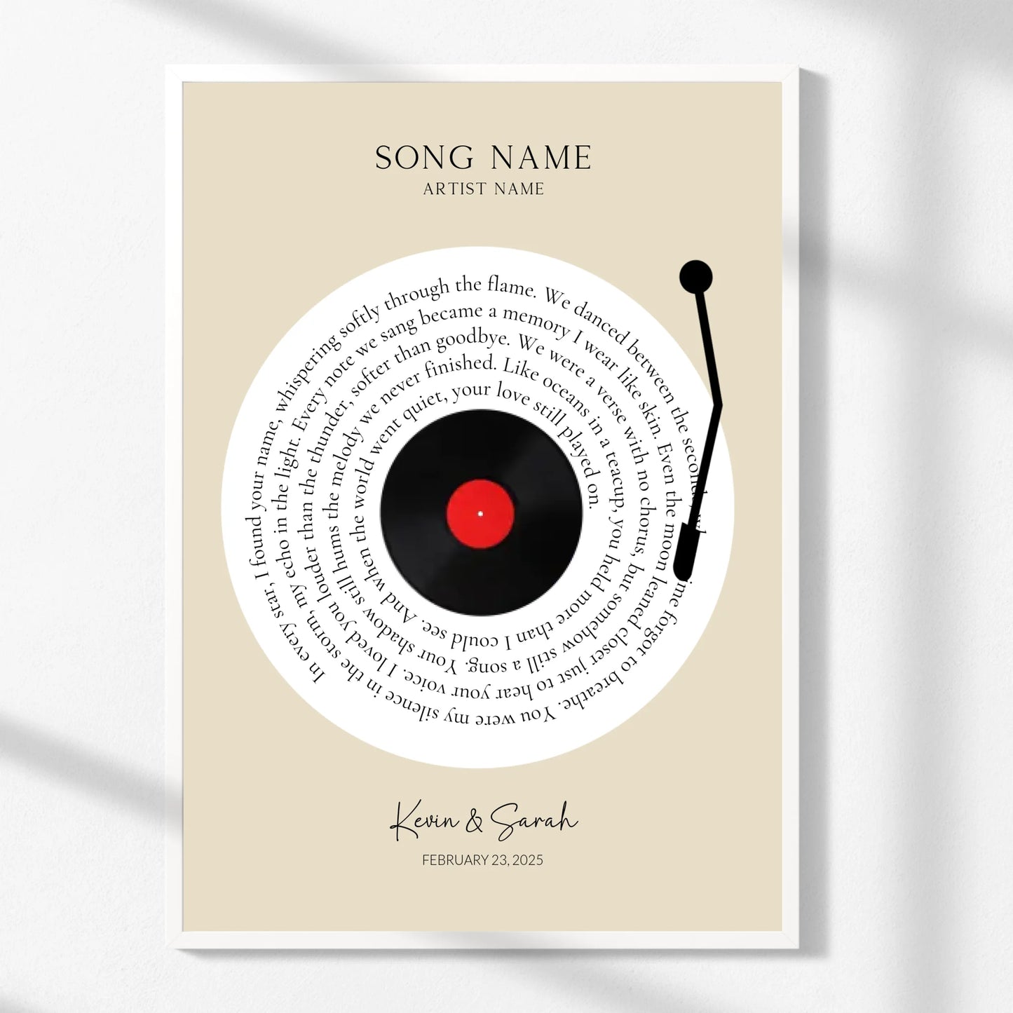 Personalized Vinyl Song Lyrics Print