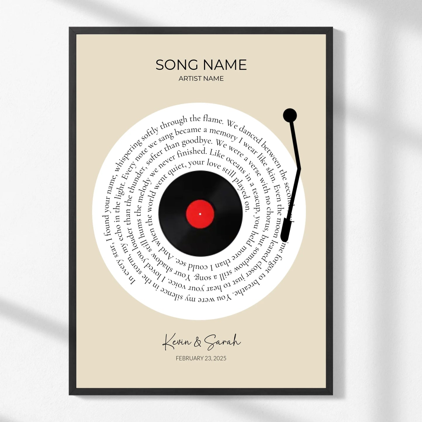 Personalized Vinyl Song Lyrics Print