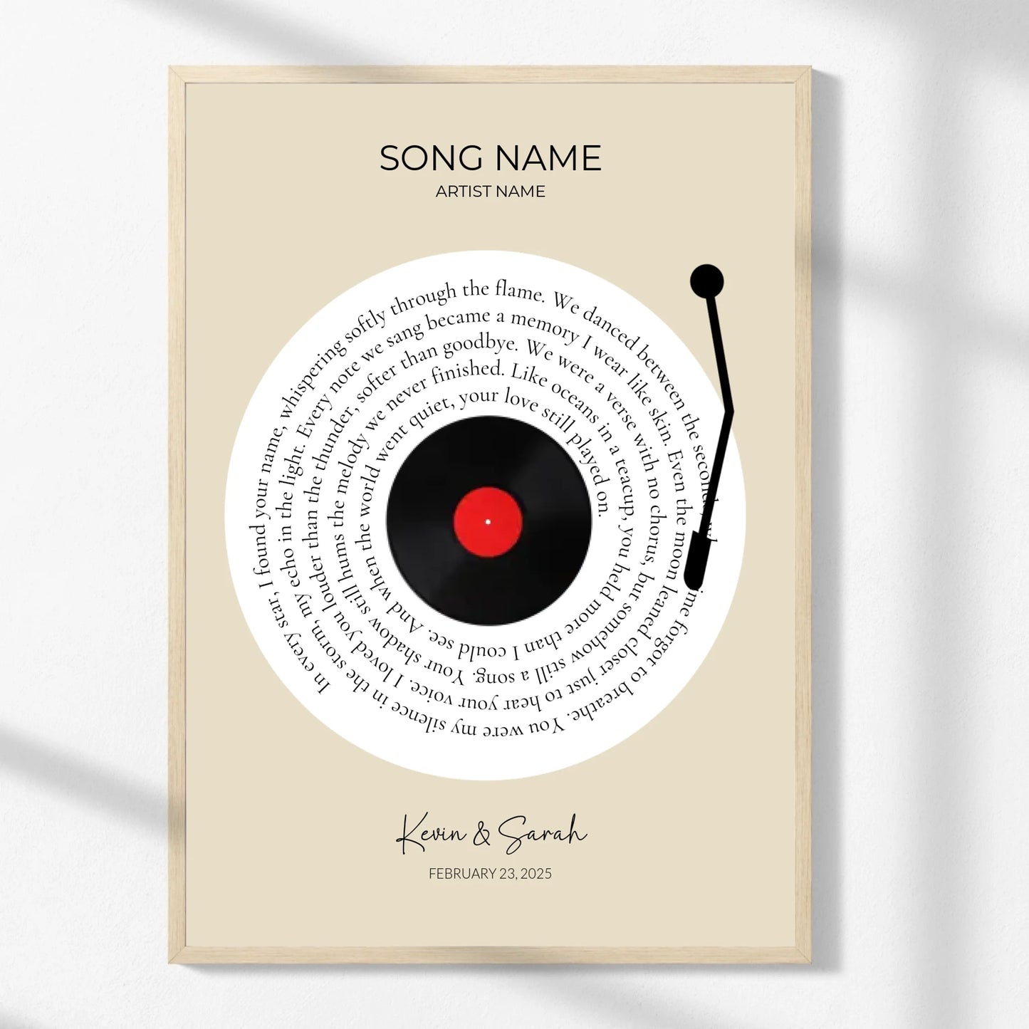 Personalized Vinyl Song Lyrics Print