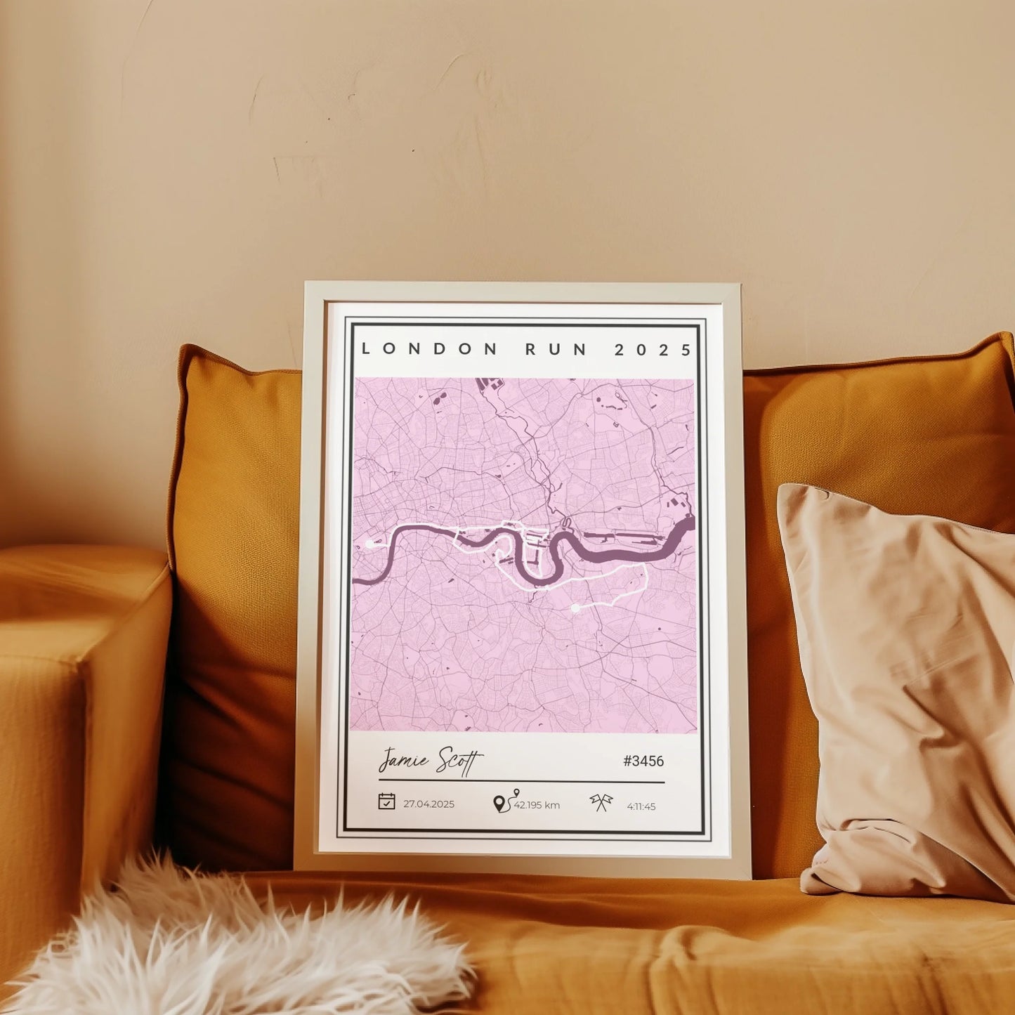 Any Marathon or Run Completion Print Map - GPX or Strava -  Wallfully