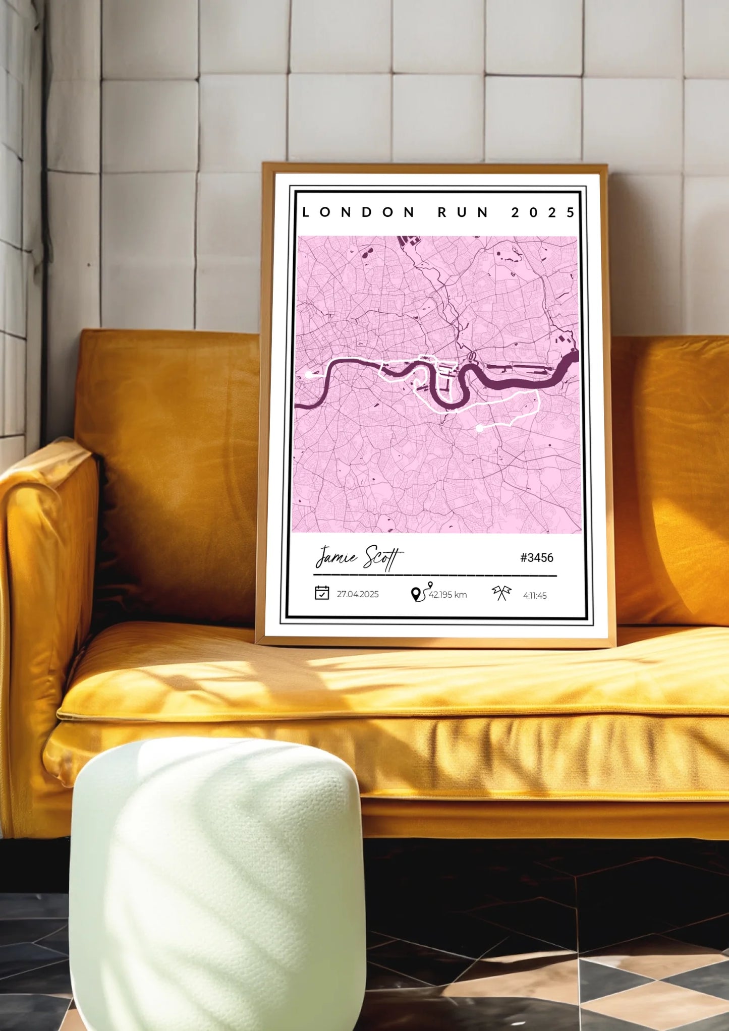 Any Marathon or Run Completion Print Map - GPX or Strava -  Wallfully