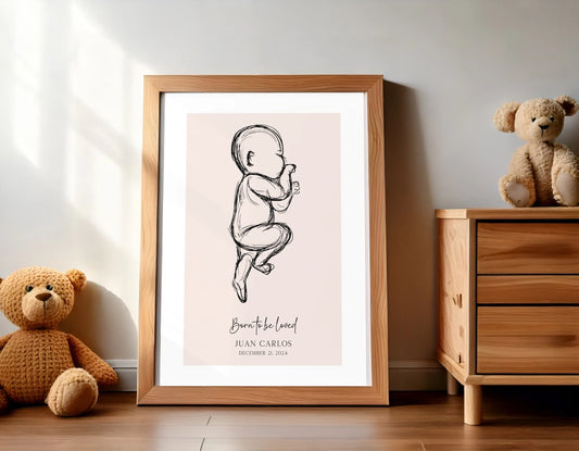 Custom Baby Birth Print – Name & Date Keepsake -  Wallfully
