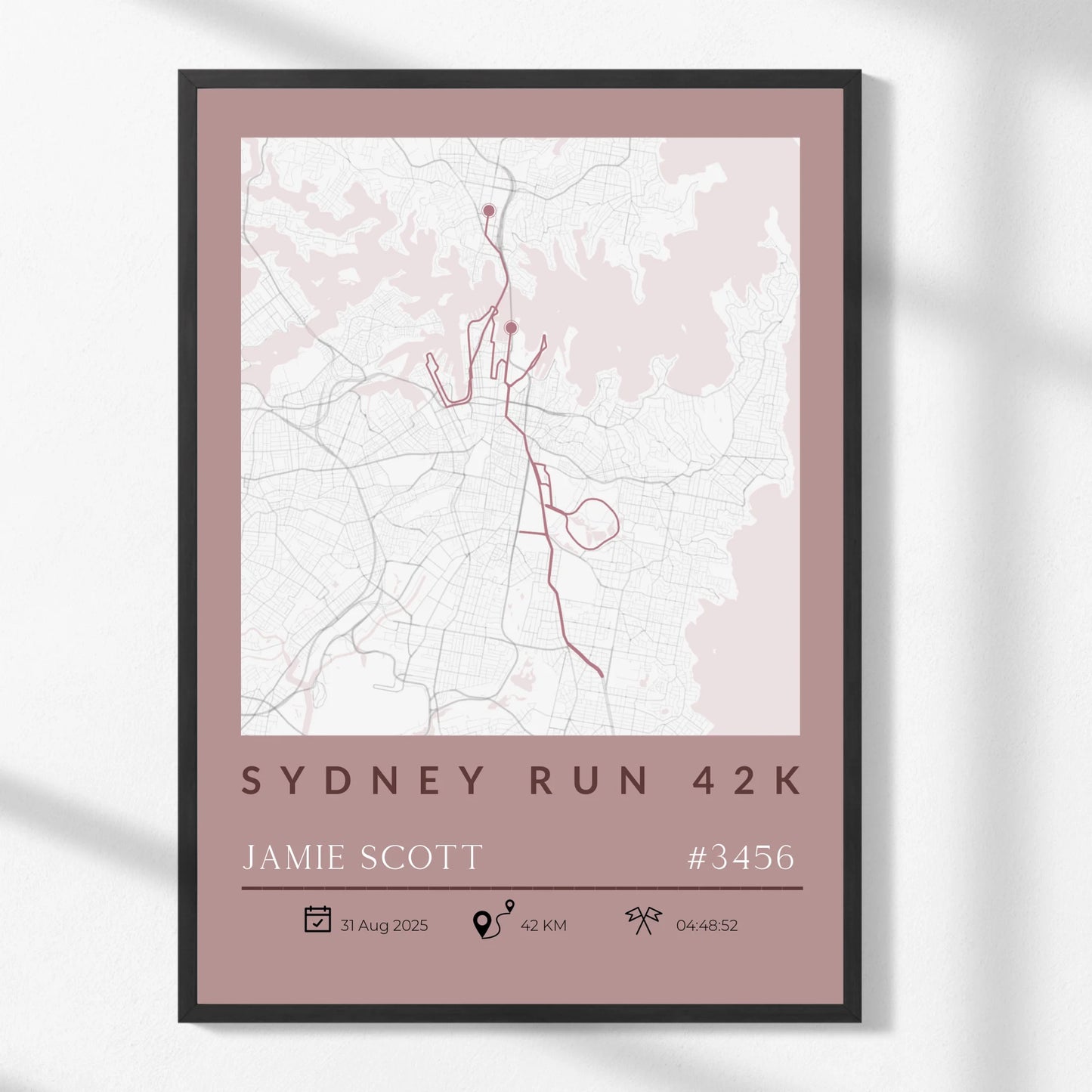 Minimalist Marathon Route Print - GPX or Strava -  Wallfully