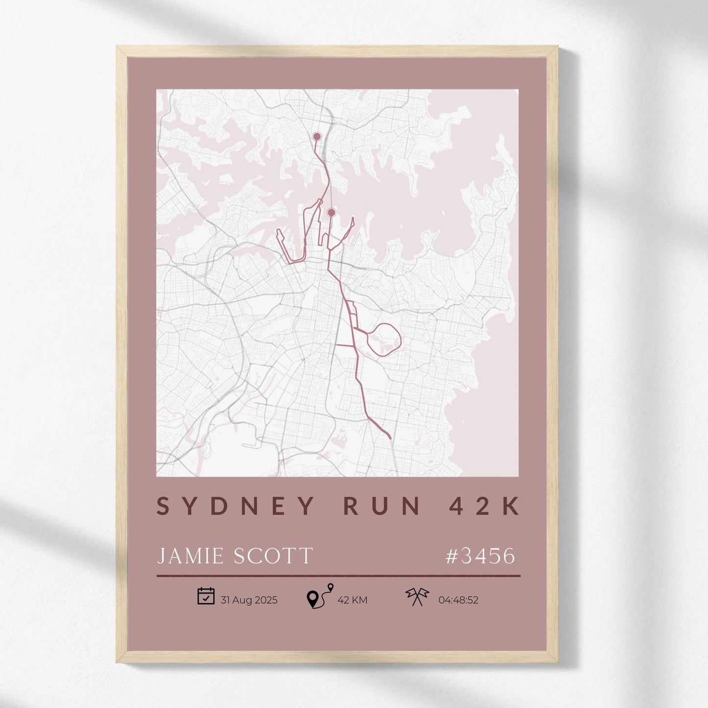Minimalist Marathon Route Print - GPX or Strava -  Wallfully