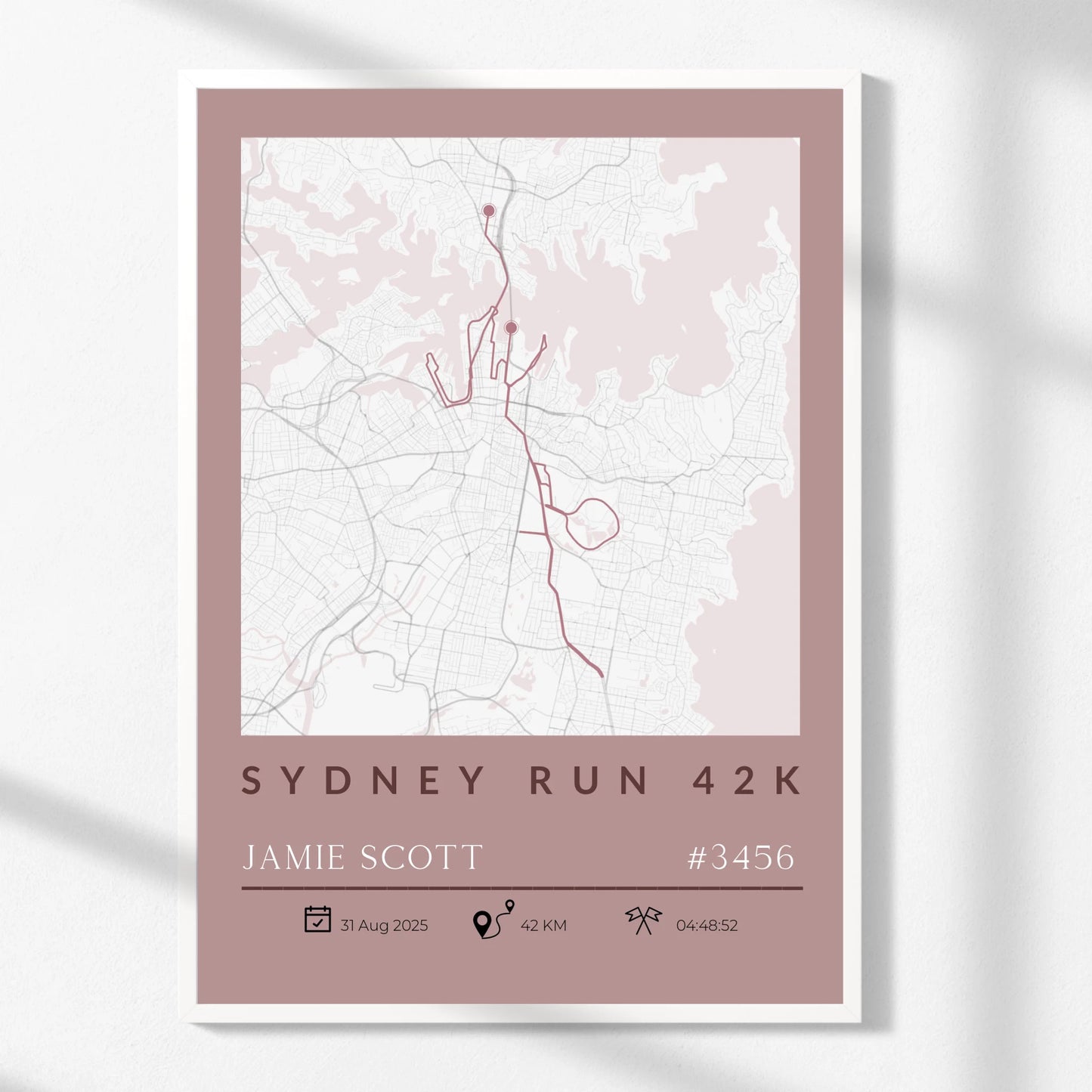 Minimalist Marathon Route Print - GPX or Strava -  Wallfully