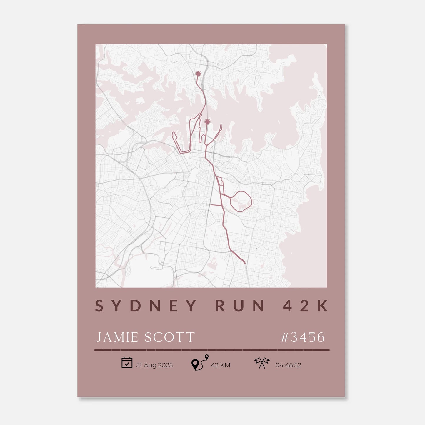 Minimalist Marathon Route Print - GPX or Strava -  Wallfully