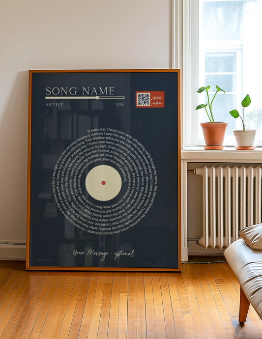 Minimalist Song Lyric Print with QR Code -  Wallfully