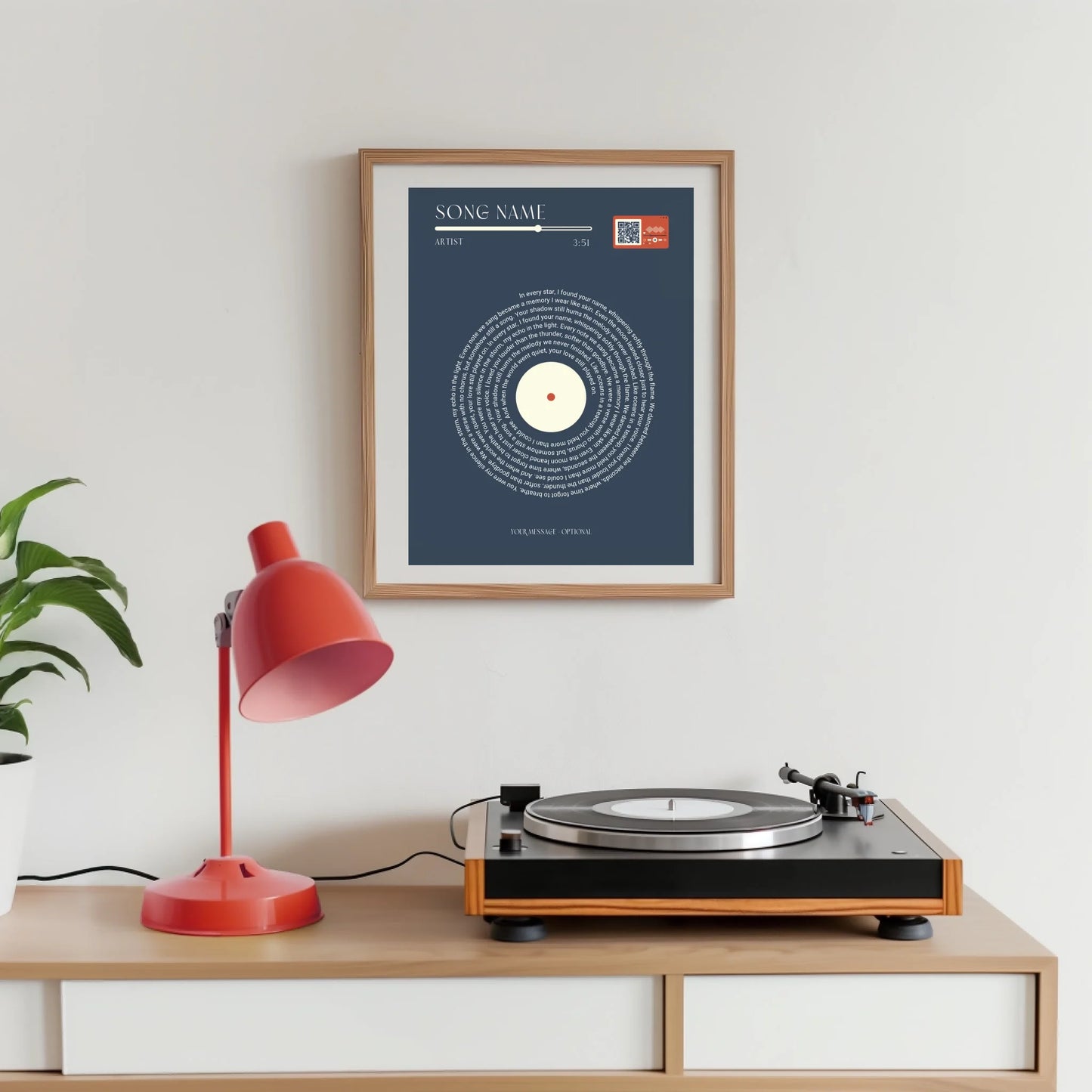 Minimalist Song Lyric Print with QR Code -  Wallfully