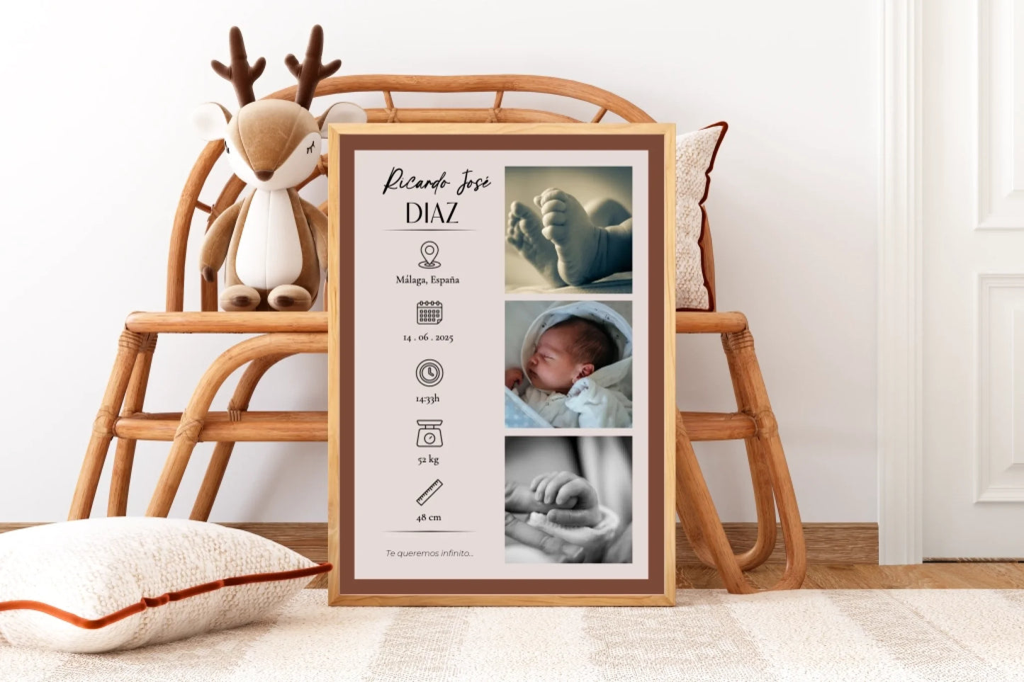 Personalized Baby Stats Print – Newborn Gift with Photo & Birth Details -  Wallfully