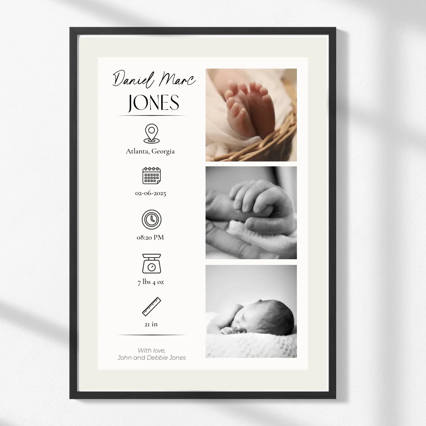 Personalized Baby Stats Print – Newborn Gift with Photo & Birth Details -  Wallfully