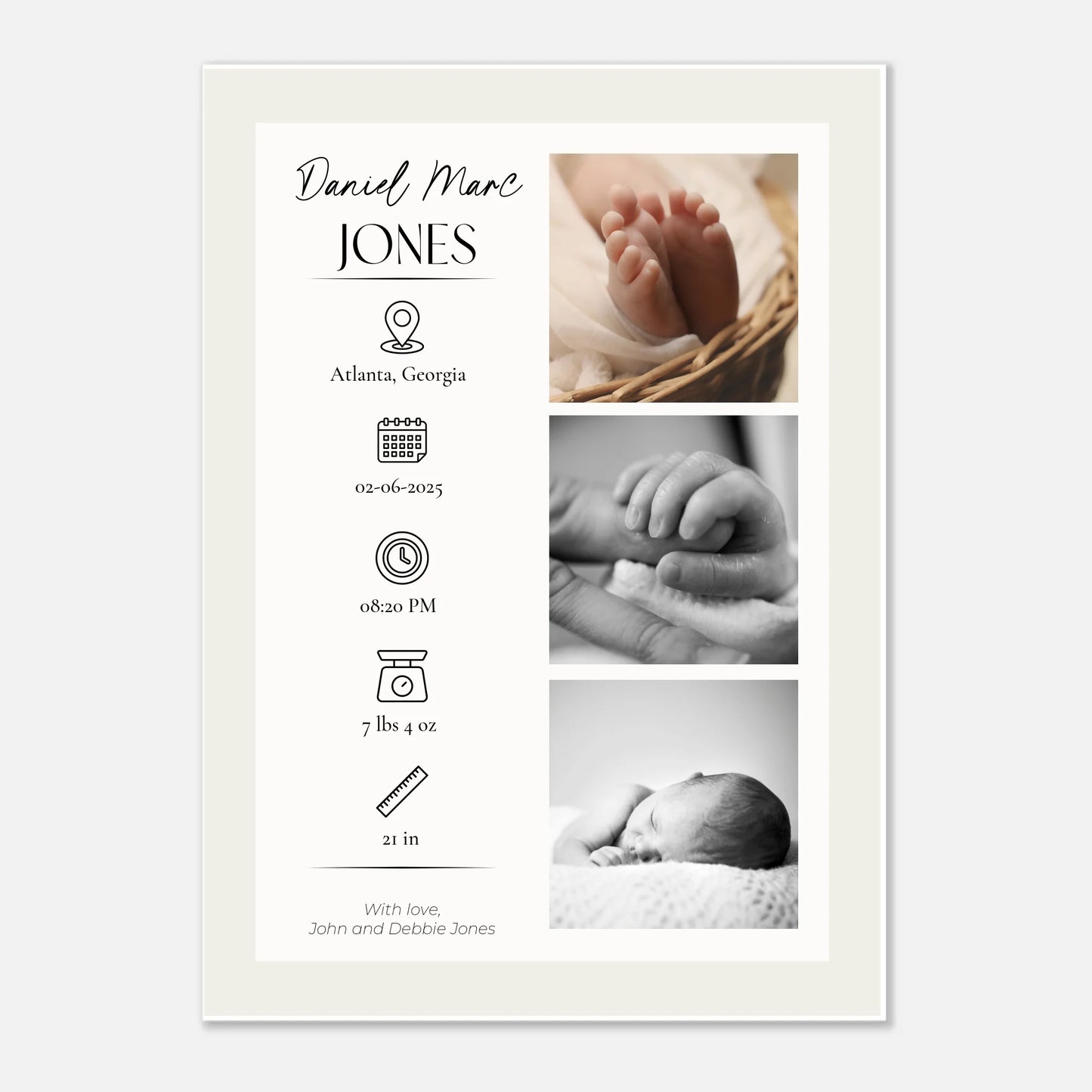 Personalized Baby Stats Print – Newborn Gift with Photo & Birth Details -  Wallfully