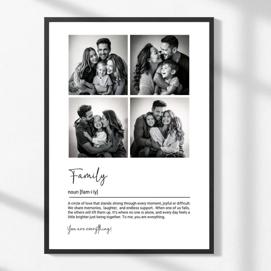 Personalized Family Photo Collage Print – Black & White -  Wallfully