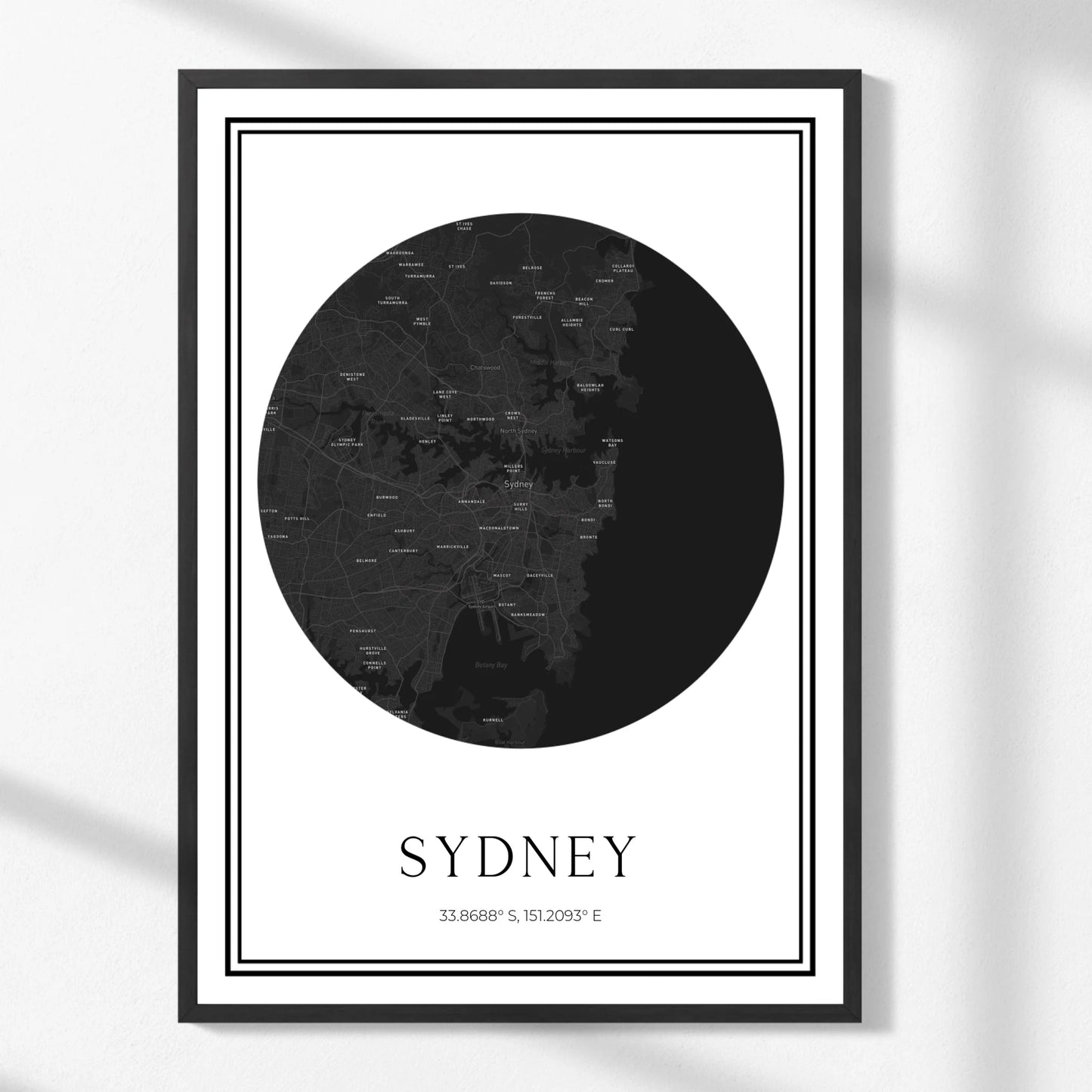 Personalized Modern Circle Map Print - Any Location -  Wallfully