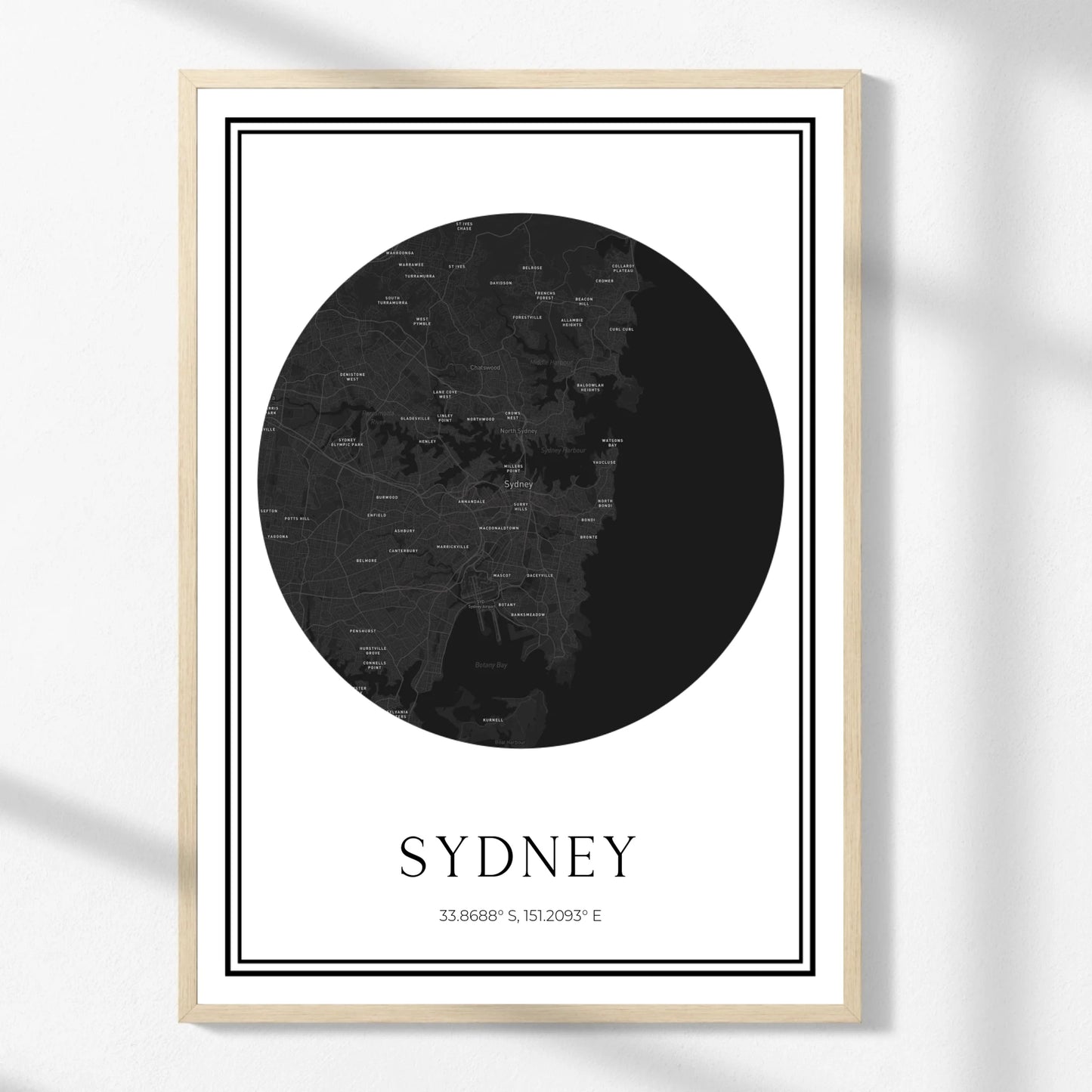 Personalized Modern Circle Map Print - Any Location -  Wallfully