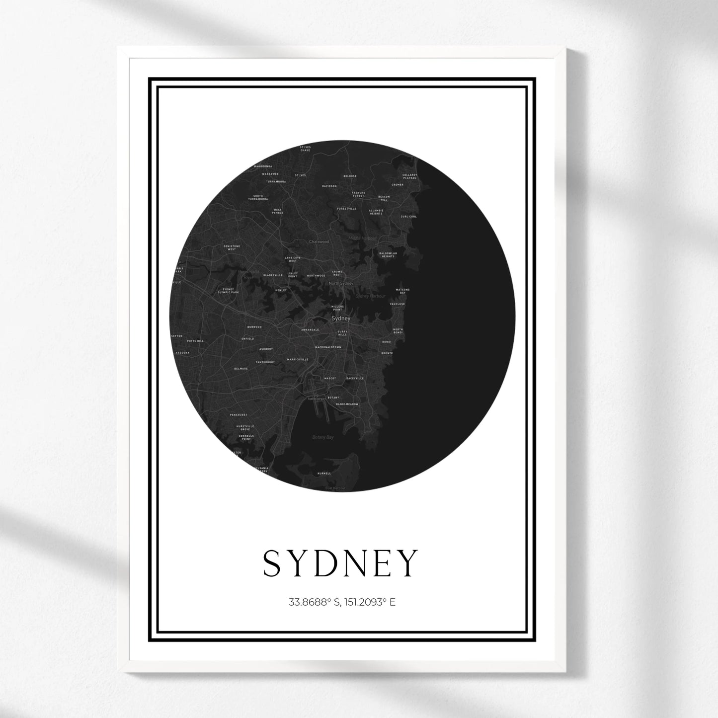 Personalized Modern Circle Map Print - Any Location -  Wallfully