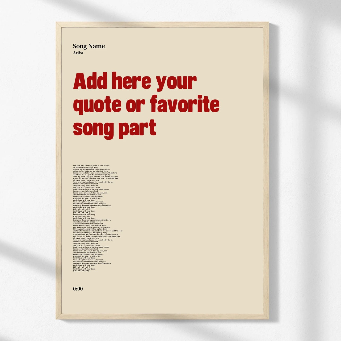 Personalized Song Lyric & Quote Print -  Wallfully