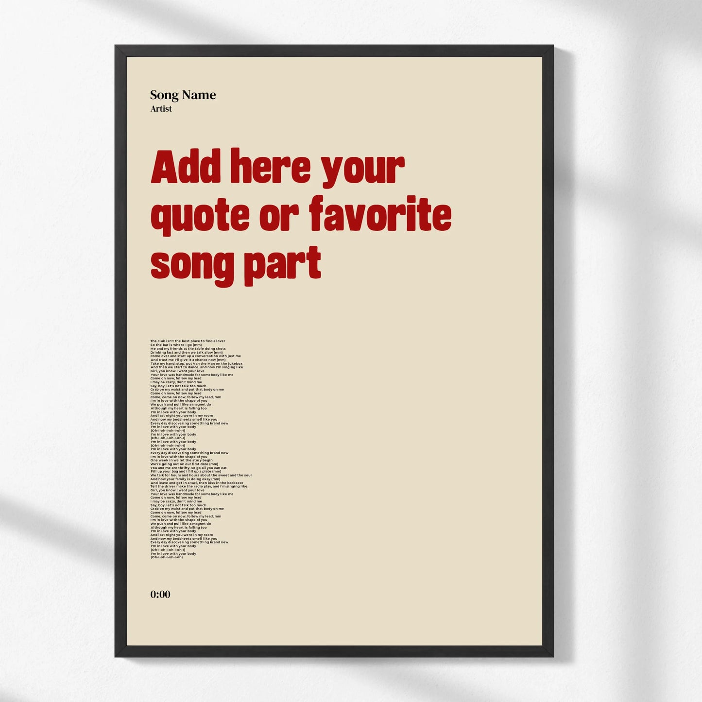 Personalized Song Lyric & Quote Print -  Wallfully