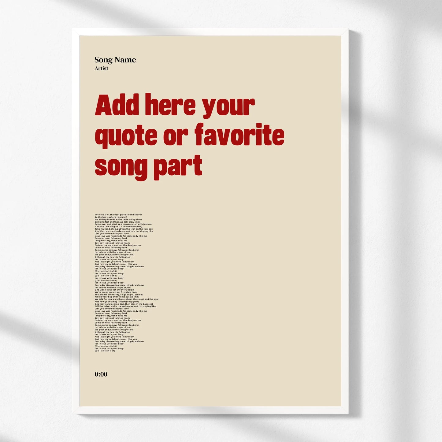 Personalized Song Lyric & Quote Print -  Wallfully