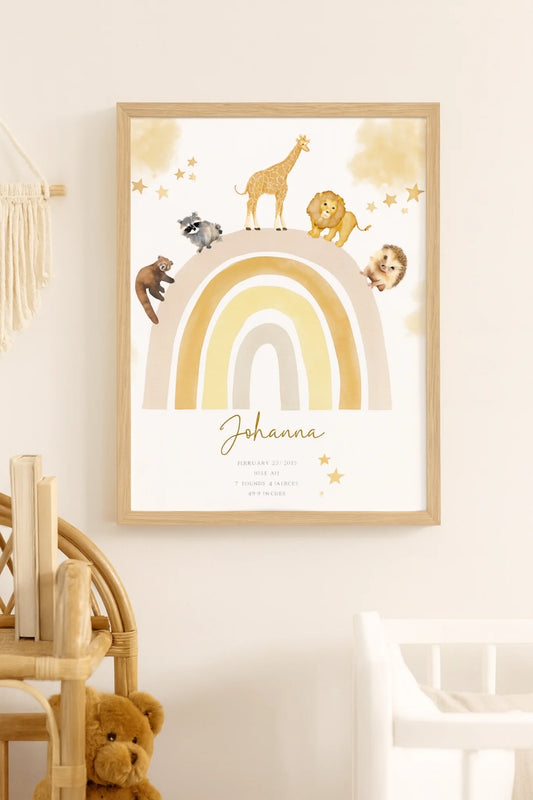Rainbow Animal Personalized Print -  Wallfully