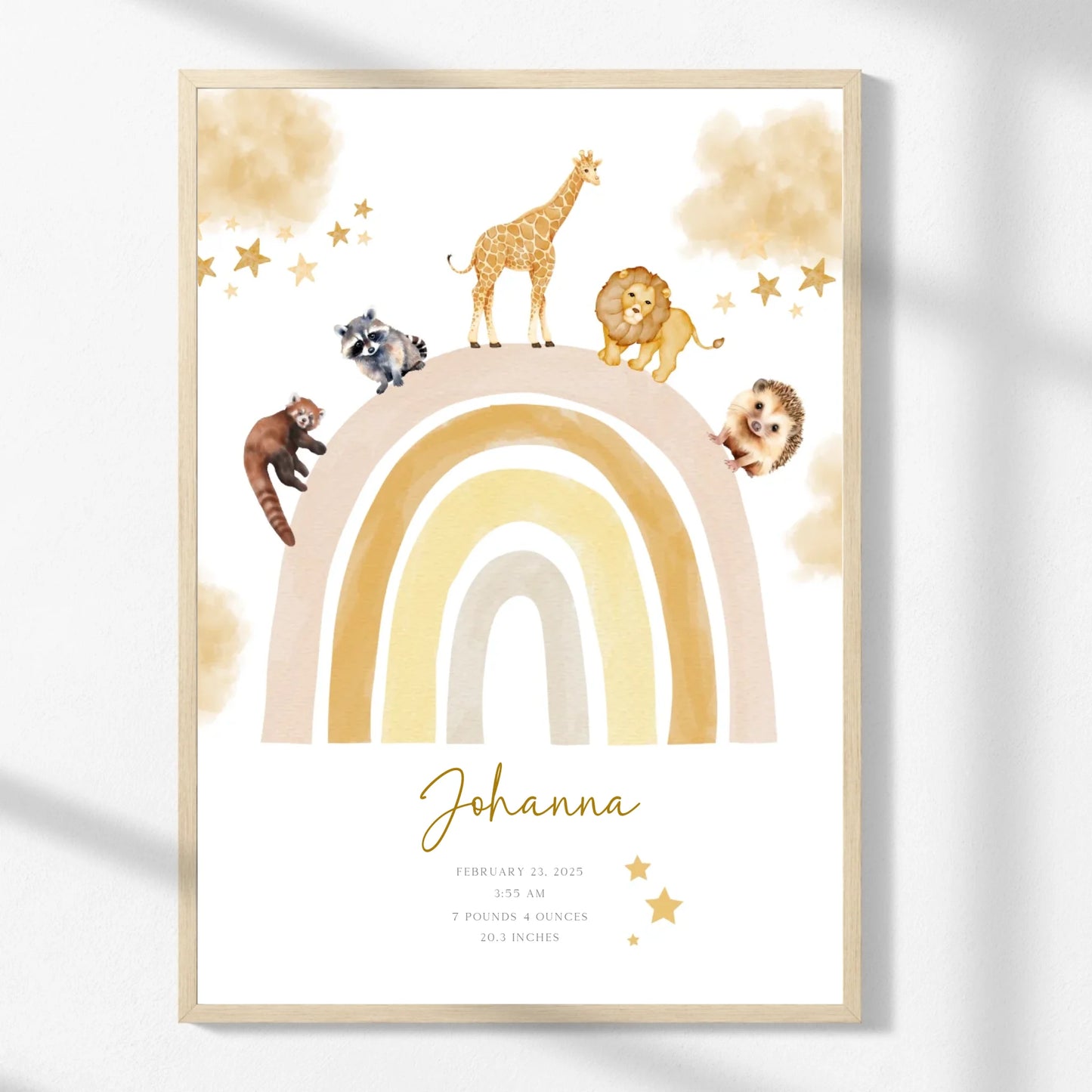 Rainbow Animal Personalized Print -  Wallfully