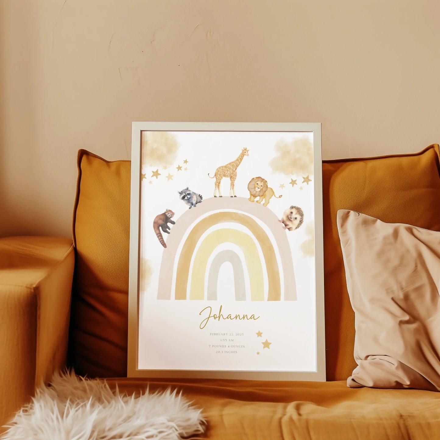 Rainbow Animal Personalized Print -  Wallfully