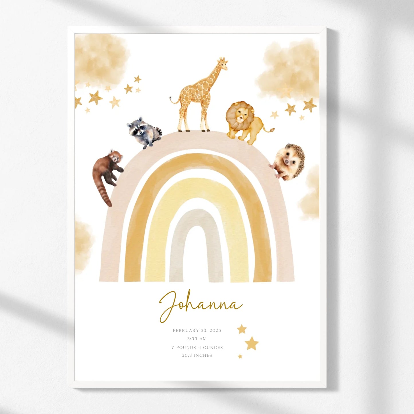 Rainbow Animal Personalized Print -  Wallfully