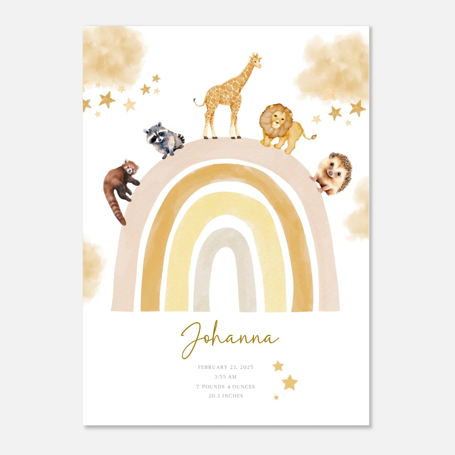 Rainbow Animal Personalized Print -  Wallfully